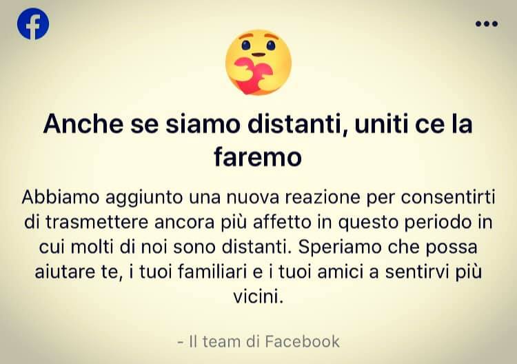 Facebook, è arrivata Care la coronavirus&nbsp;reaction